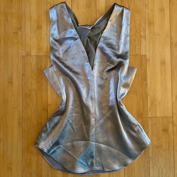 ramy brook metalic silver designer blouse - Picture 1 of 4